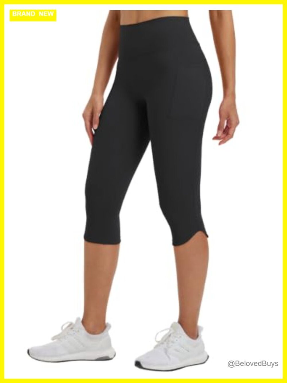 High Waisted Capri Leggings with Pockets Tummy Control Yoga Gym Capris